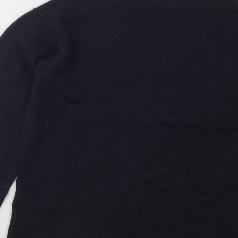 Marks and Spencer Womens Blue V-Neck Acrylic Pullover Jumper Size 8