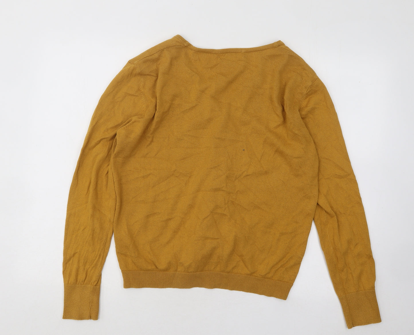Primark Womens Yellow V-Neck Cotton Cardigan Jumper Size 12
