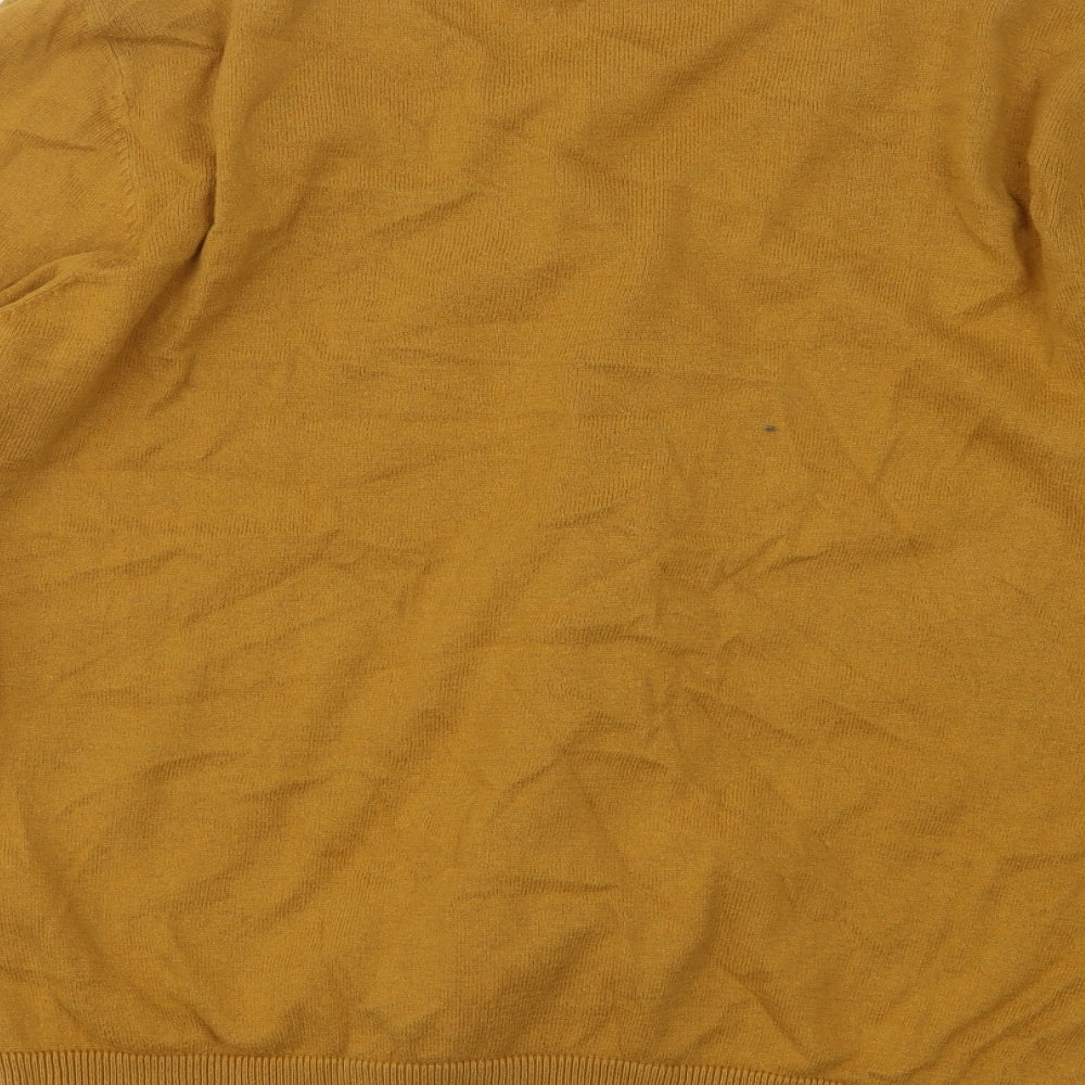Primark Womens Yellow V-Neck Cotton Cardigan Jumper Size 12