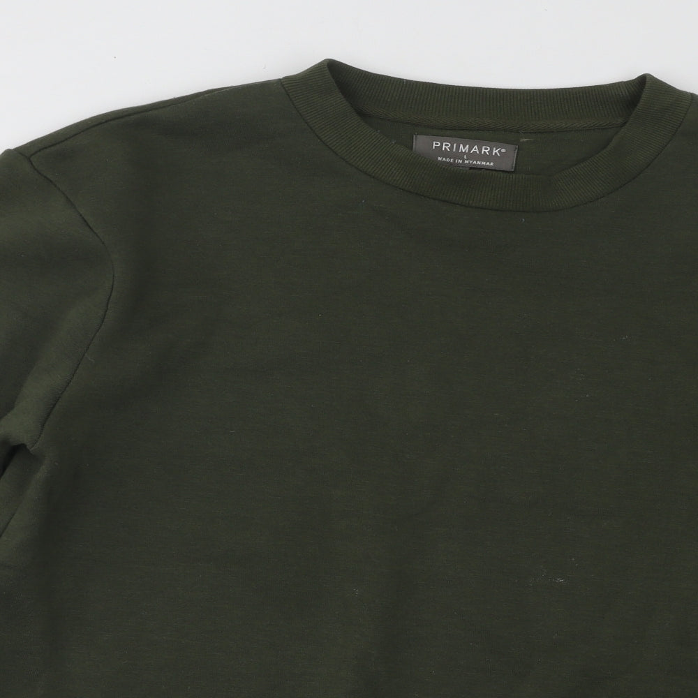 Primark Mens Green Cotton Pullover Sweatshirt Size L