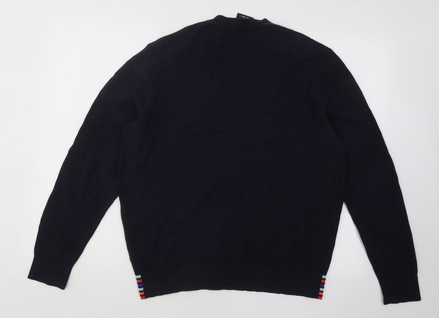 Paul Smith Mens Blue Round Neck Cotton Pullover Jumper Size L