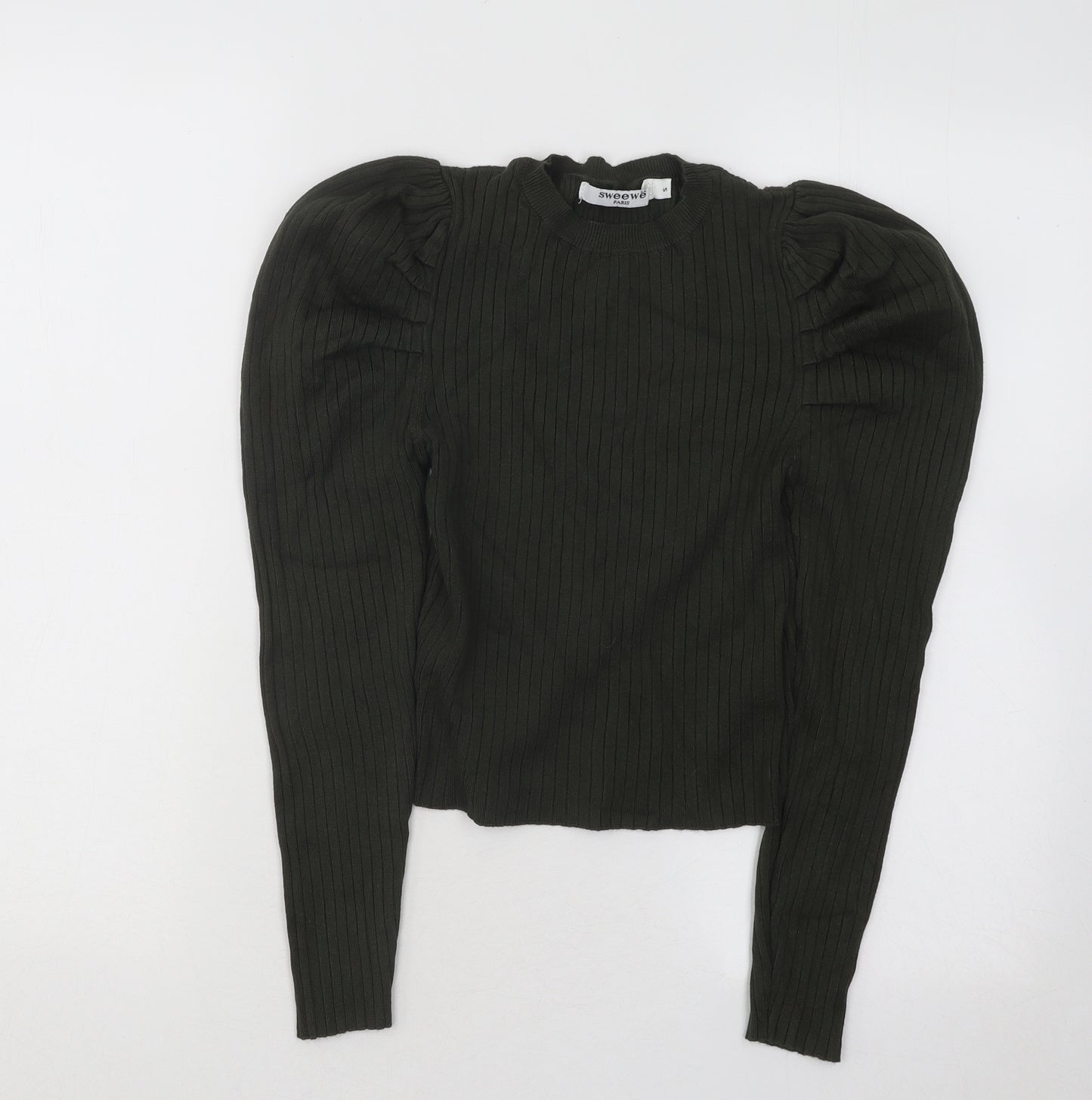 Sweewe Womens Grey Round Neck Viscose Pullover Jumper Size S