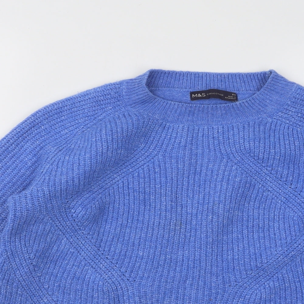Marks and Spencer Womens Blue Round Neck Acrylic Pullover Jumper Size XS