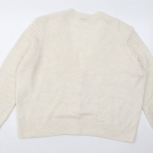 TU Womens Beige V-Neck Acrylic Cardigan Jumper Size 24