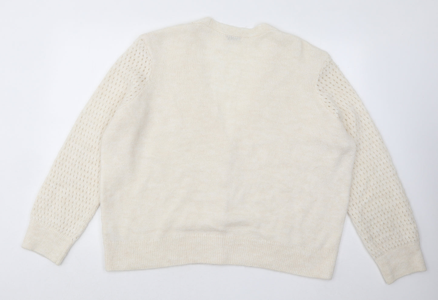 TU Womens Beige V-Neck Acrylic Cardigan Jumper Size 24