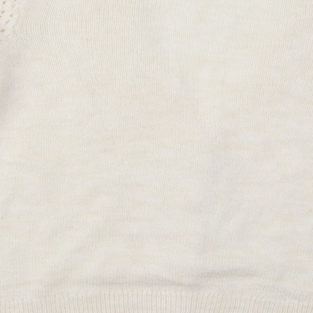 TU Womens Beige V-Neck Acrylic Cardigan Jumper Size 24