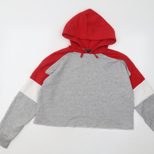New Look Girls Multicoloured Colourblock Cotton Pullover Hoodie Size 14-15 Years Pullover