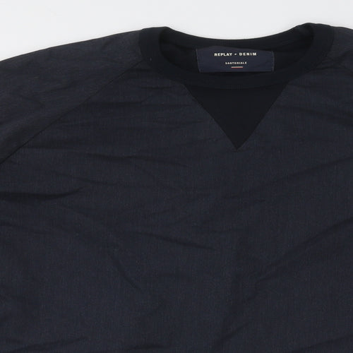 Replay Mens Blue Cotton Pullover Sweatshirt Size 3XL