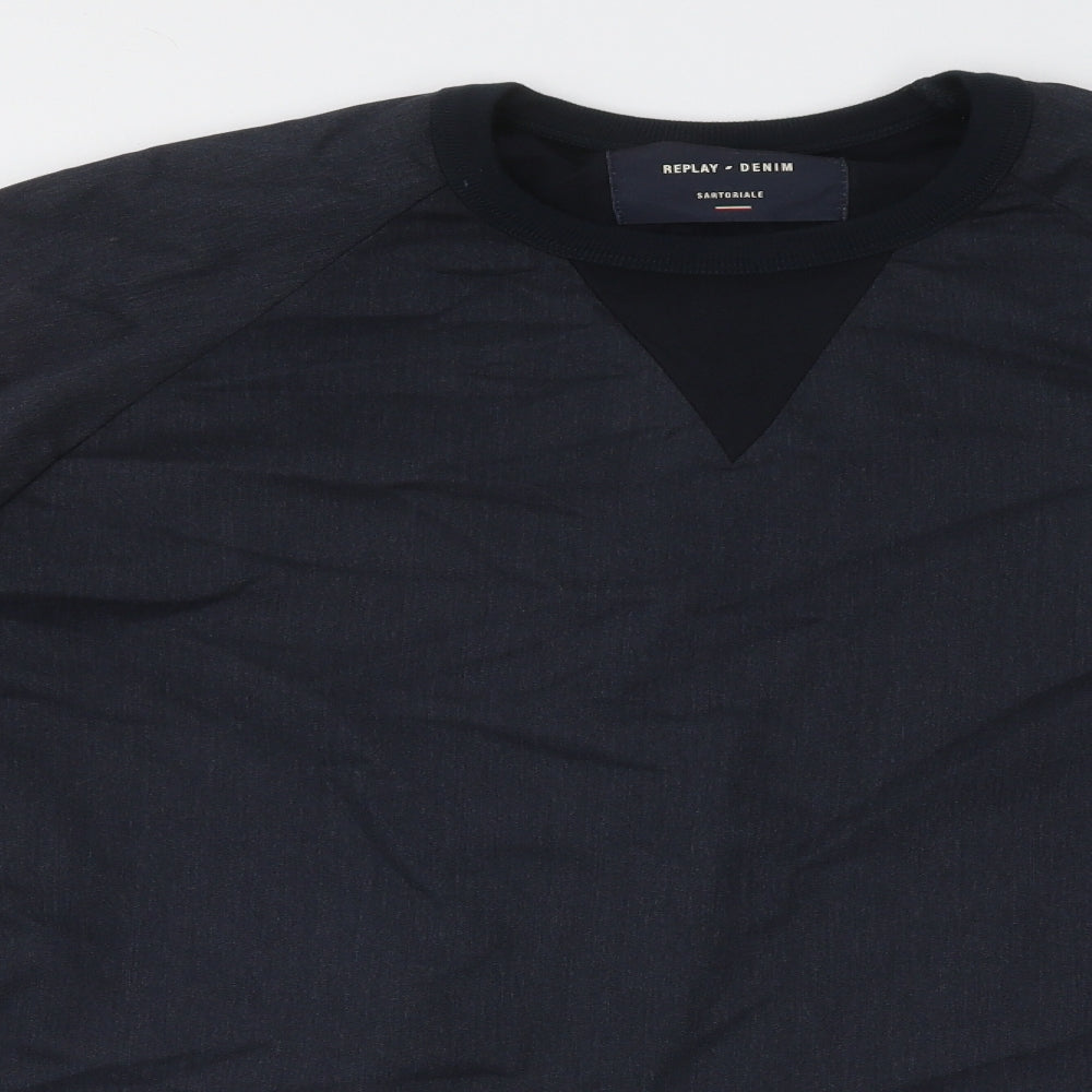 Replay Mens Blue Cotton Pullover Sweatshirt Size 3XL