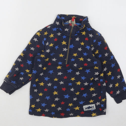 Frugi Boys Blue Geometric Cotton Pullover Sweatshirt Size 2-3 Years Zip - Stars