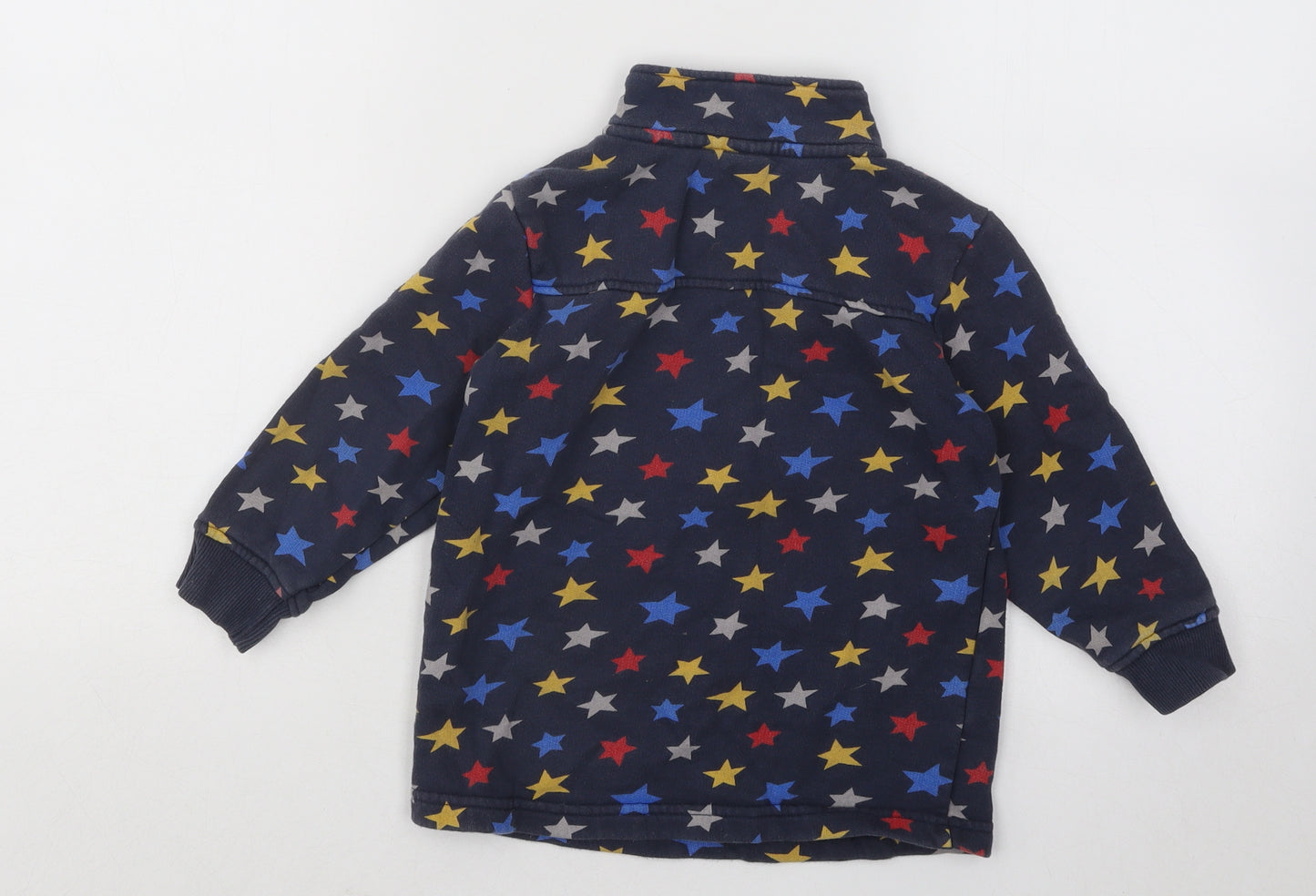 Frugi Boys Blue Geometric Cotton Pullover Sweatshirt Size 2-3 Years Zip - Stars