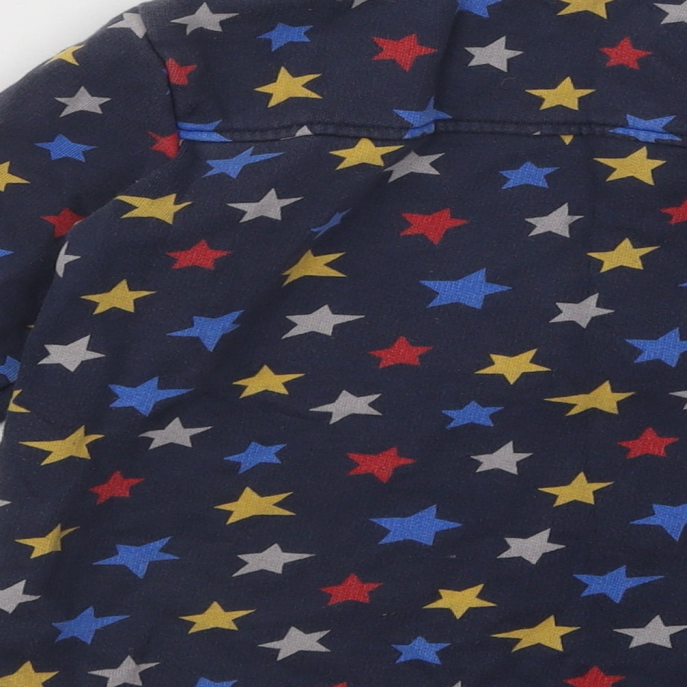 Frugi Boys Blue Geometric Cotton Pullover Sweatshirt Size 2-3 Years Zip - Stars