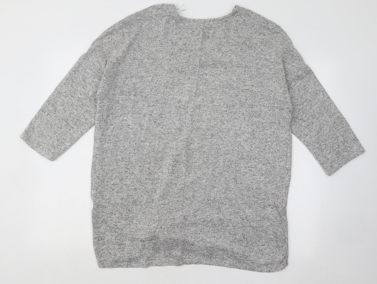Papaya Womens Grey V-Neck Viscose Pullover Jumper Size 16
