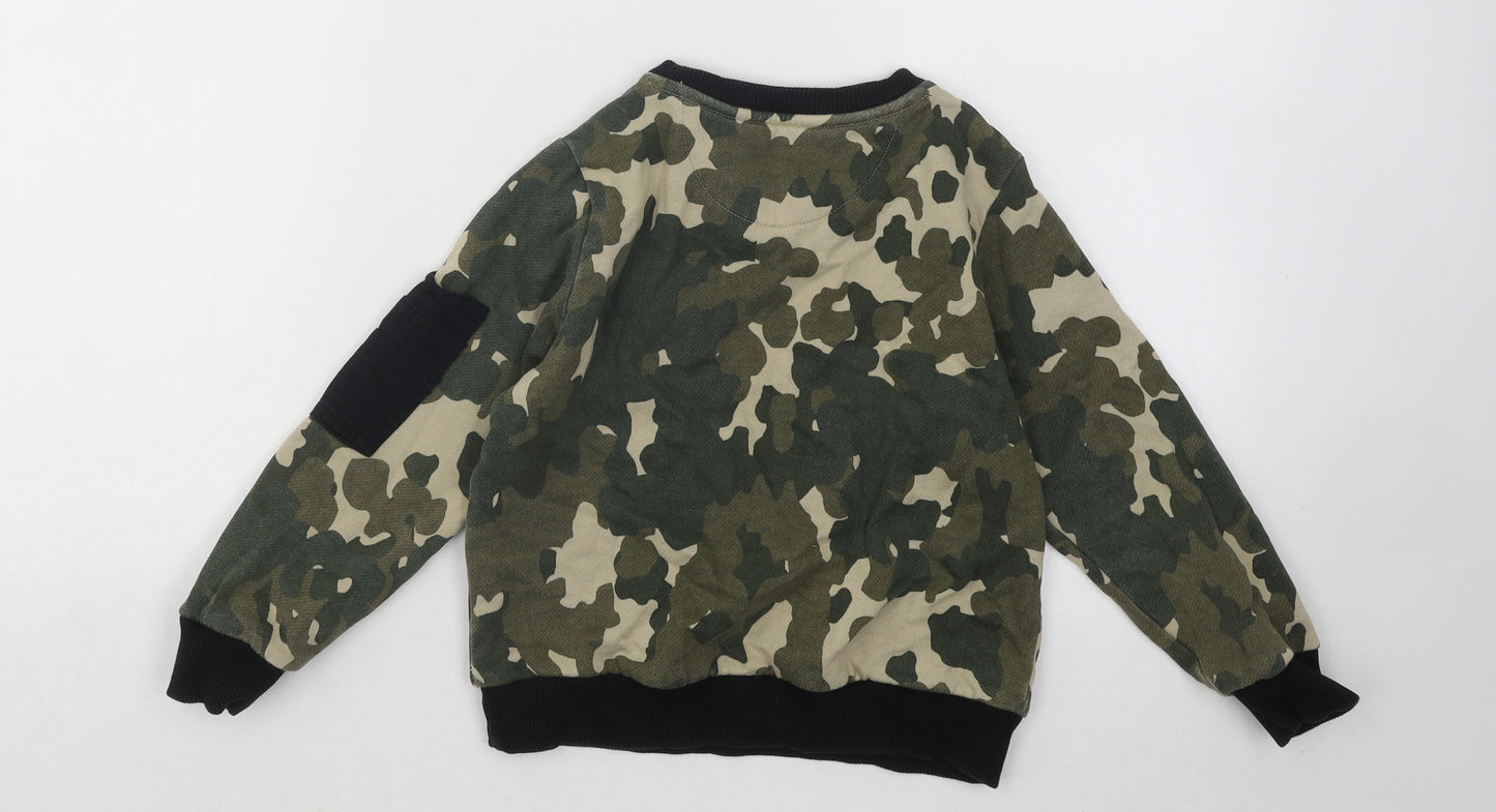 Nutmeg Boys Green Camouflage Cotton Pullover Sweatshirt Size 4-5 Years Pullover