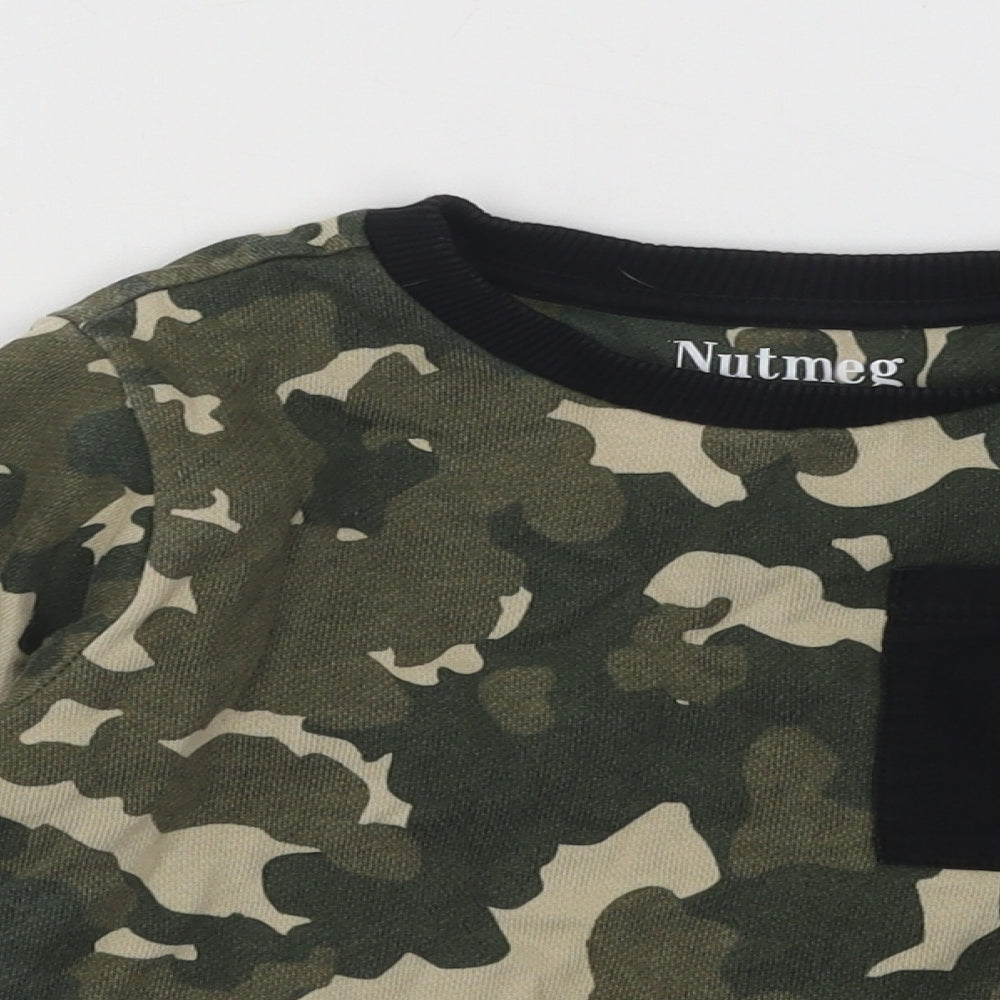Nutmeg Boys Green Camouflage Cotton Pullover Sweatshirt Size 4-5 Years Pullover