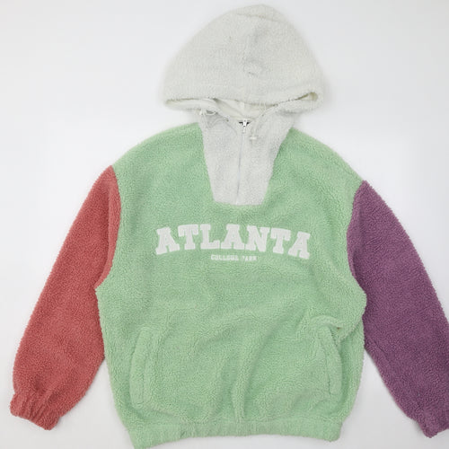 ASOS Womens Multicoloured Colourblock Polyester Pullover Hoodie Size M Zip - Atlanta