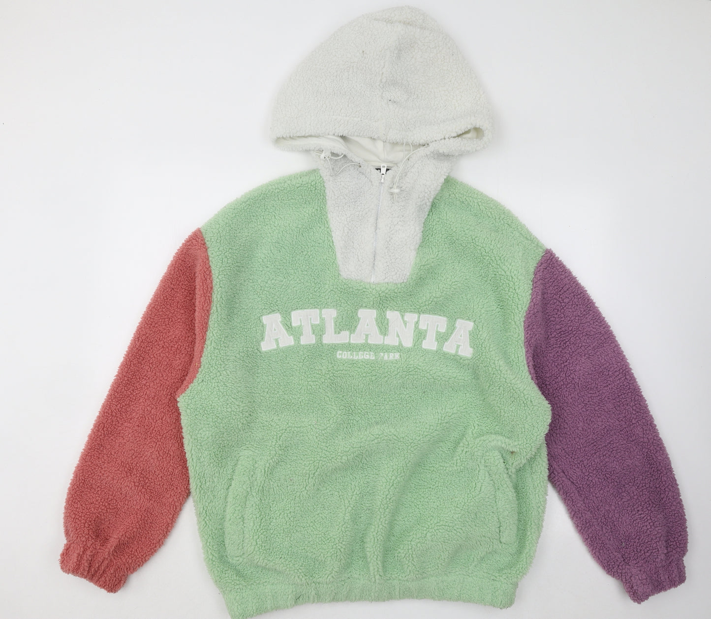 ASOS Womens Multicoloured Colourblock Polyester Pullover Hoodie Size M Zip - Atlanta