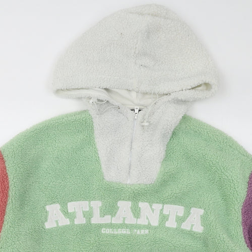 ASOS Womens Multicoloured Colourblock Polyester Pullover Hoodie Size M Zip - Atlanta