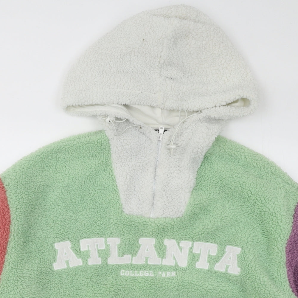 ASOS Womens Multicoloured Colourblock Polyester Pullover Hoodie Size M Zip - Atlanta