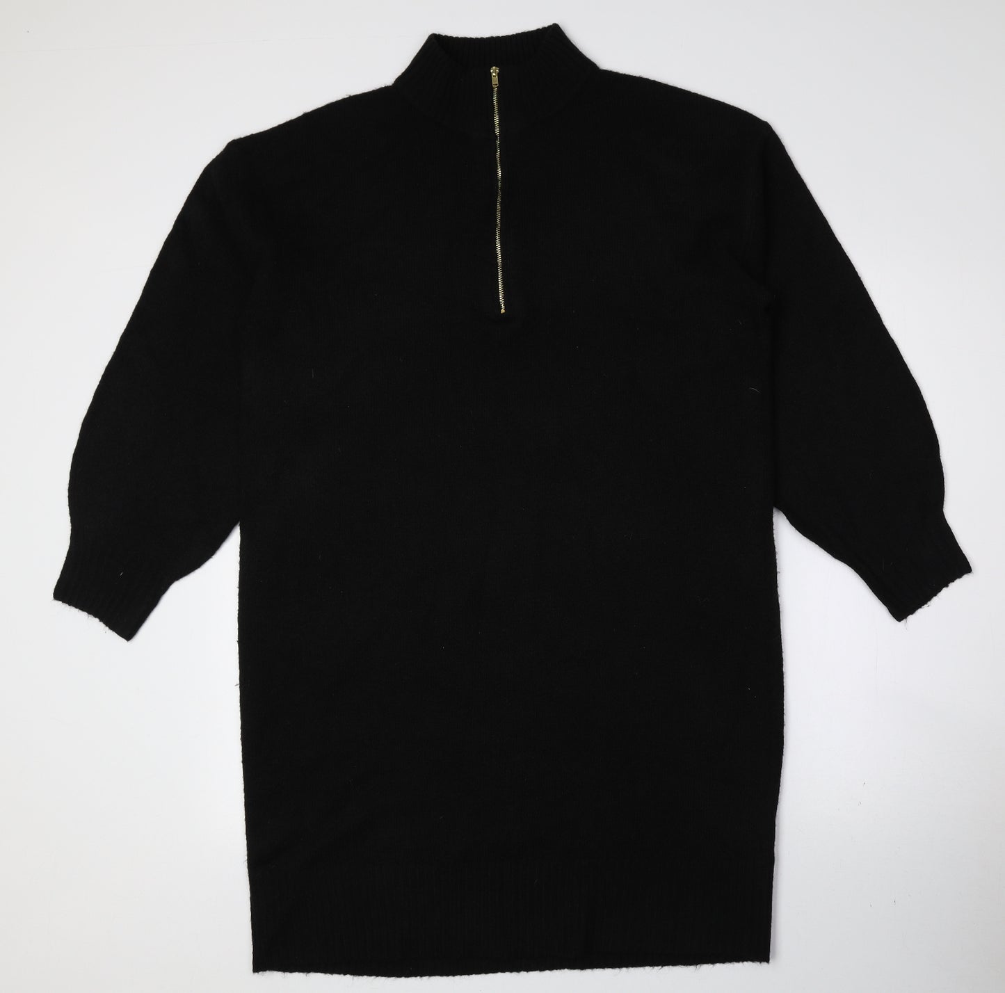 George Womens Black Polyester Jumper Dress Size 12 High Neck Zip