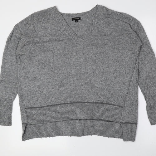 River Island Womens Grey V-Neck Viscose Pullover Jumper Size 8 - Elbow pads