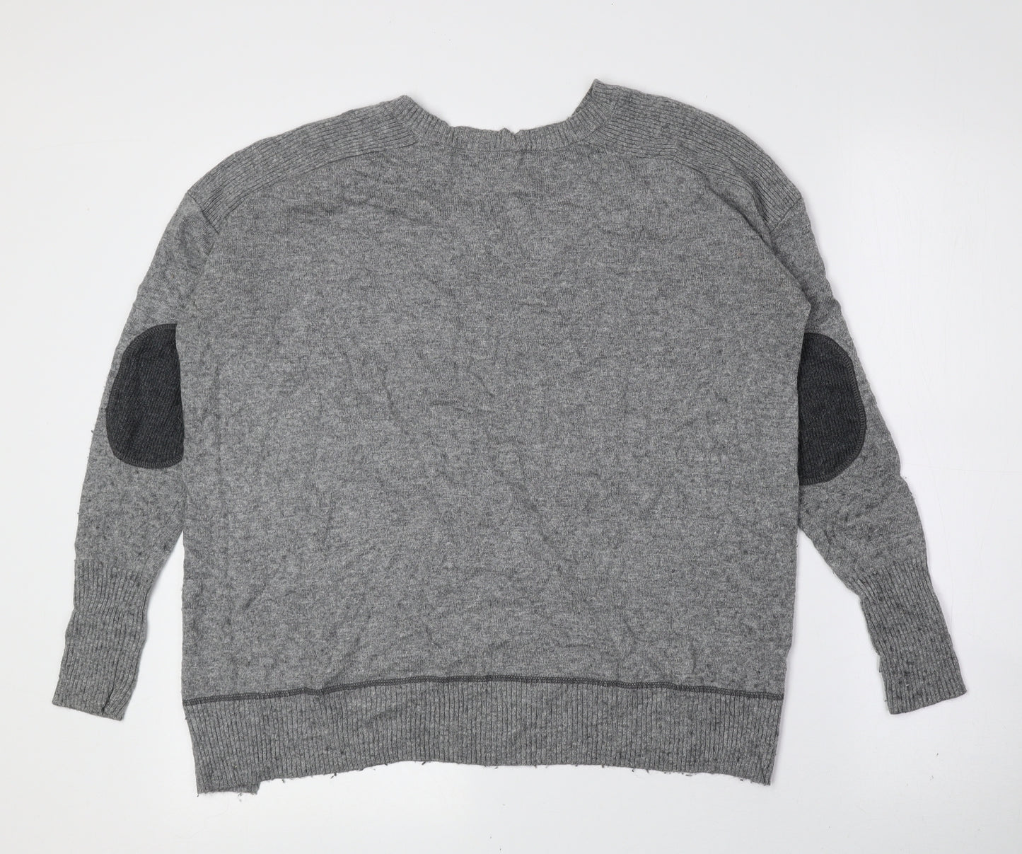 River Island Womens Grey V-Neck Viscose Pullover Jumper Size 8 - Elbow pads