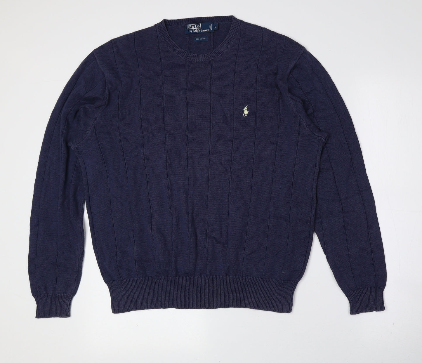 Polo by Ralph Lauren Mens Blue Round Neck Cotton Pullover Jumper Size S