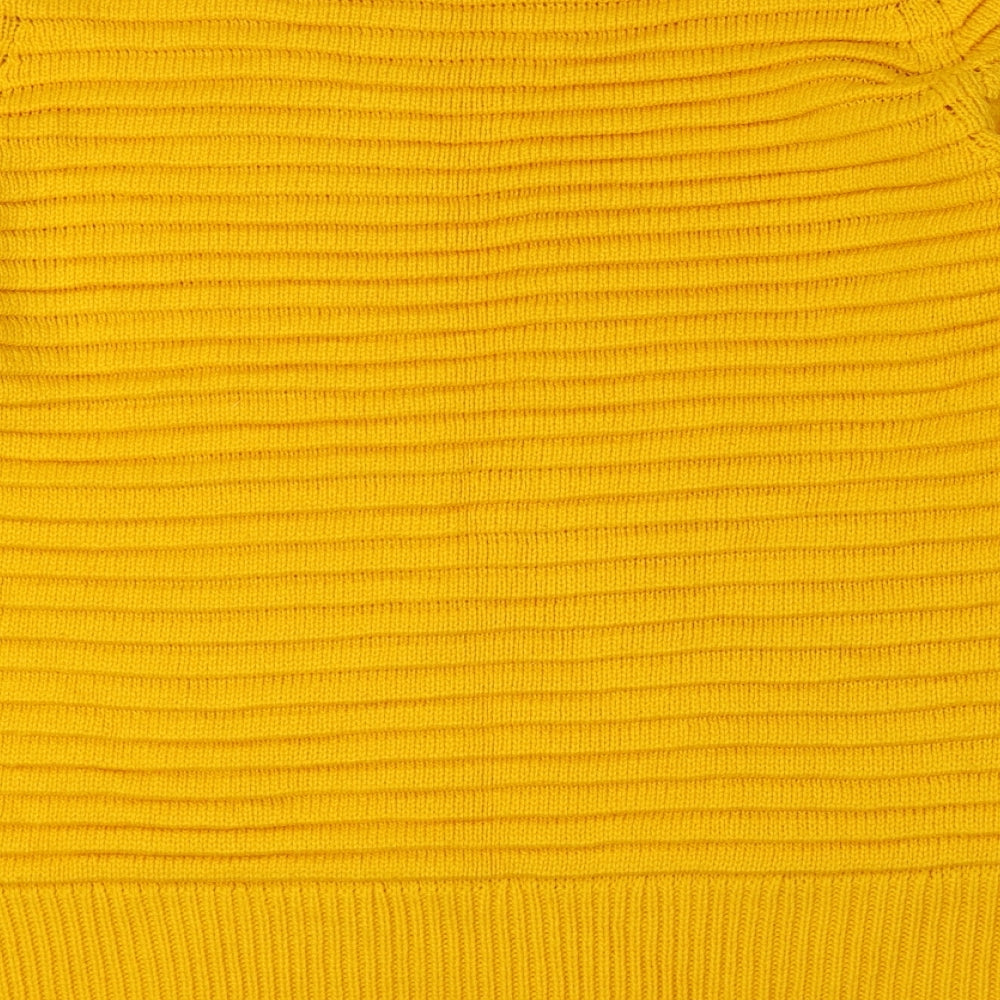 Papaya Womens Yellow Round Neck Polyester Pullover Jumper Size L