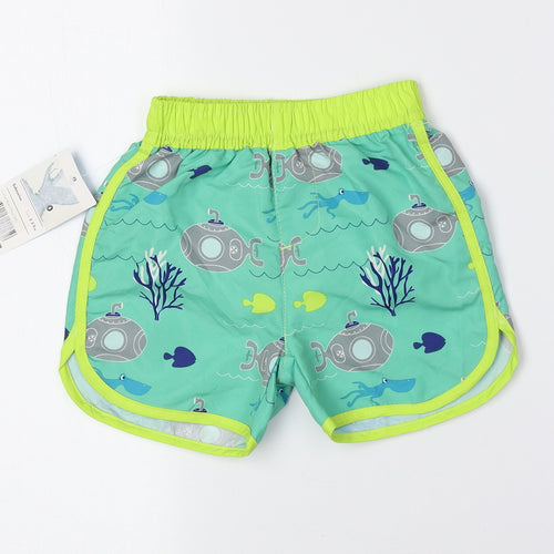 Crafted Boys Multicoloured Geometric Polyester Utility Shorts Size 2-3 Years Regular - Swim Trunks Submarine