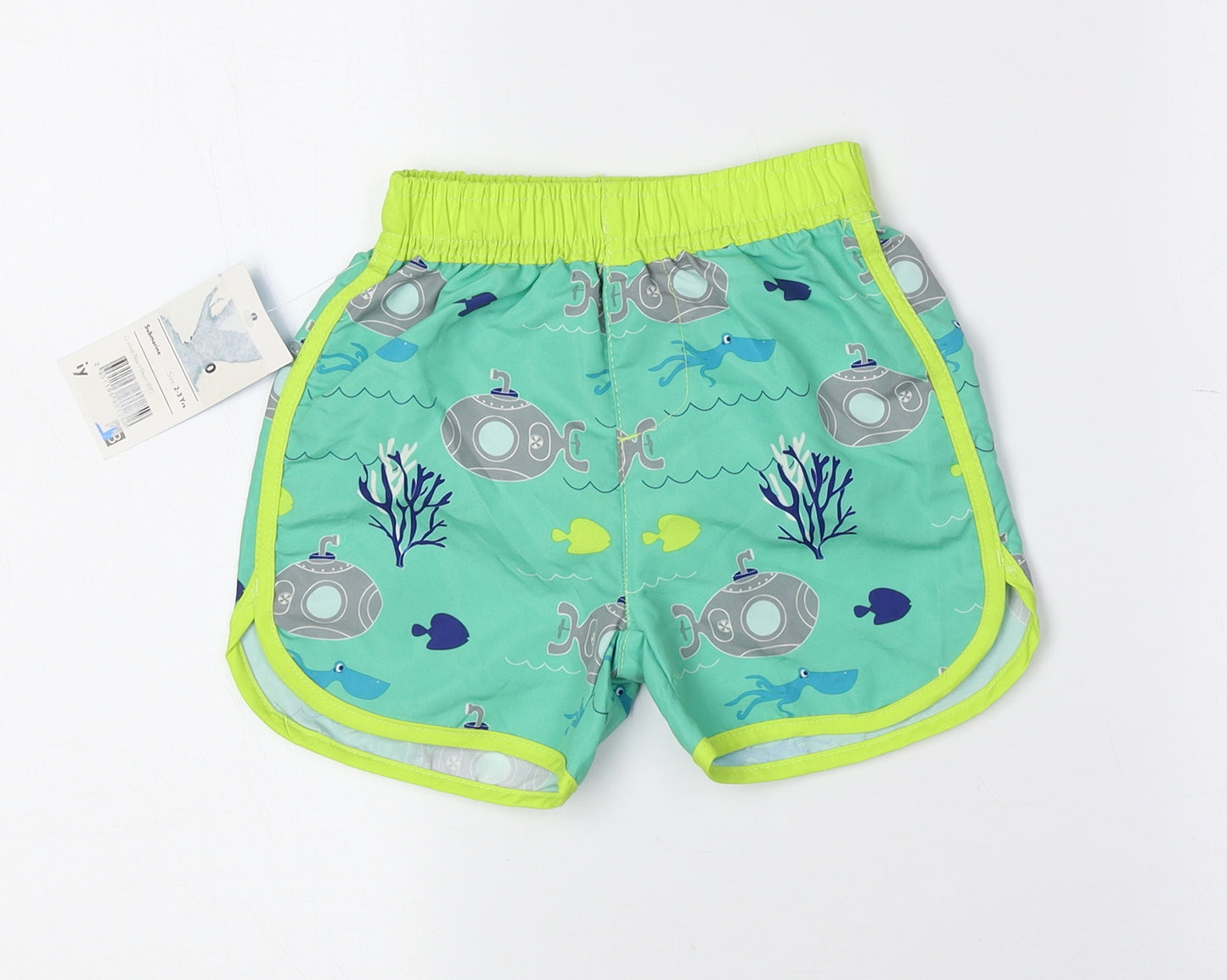 Crafted Boys Multicoloured Geometric Polyester Utility Shorts Size 2-3 Years Regular - Swim Trunks Submarine