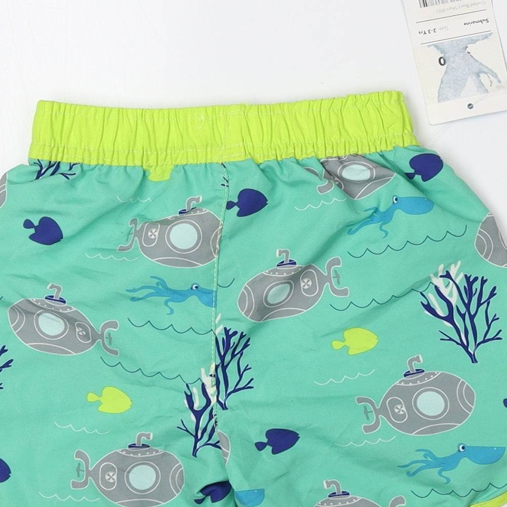 Crafted Boys Multicoloured Geometric Polyester Utility Shorts Size 2-3 Years Regular - Swim Trunks Submarine