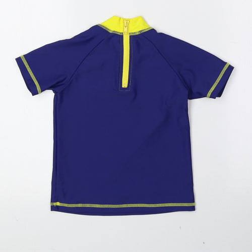 NEXT Boys Multicoloured Polyester Basic T-Shirt Size 2-3 Years High Neck Zip - Mr. Happy, Swimming Top