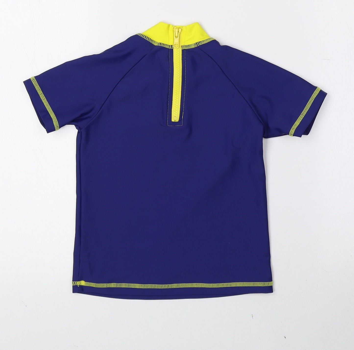 NEXT Boys Multicoloured Polyester Basic T-Shirt Size 2-3 Years High Neck Zip - Mr. Happy, Swimming Top