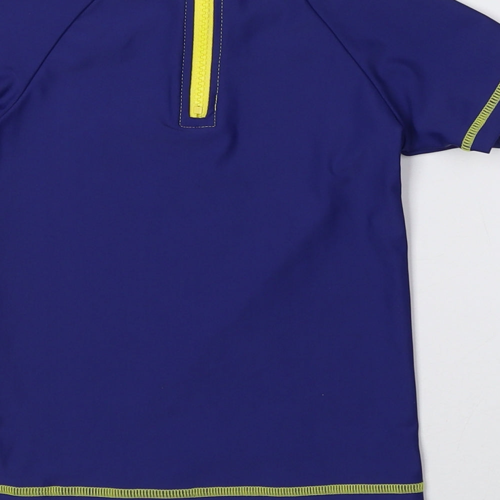 NEXT Boys Multicoloured Polyester Basic T-Shirt Size 2-3 Years High Neck Zip - Mr. Happy, Swimming Top