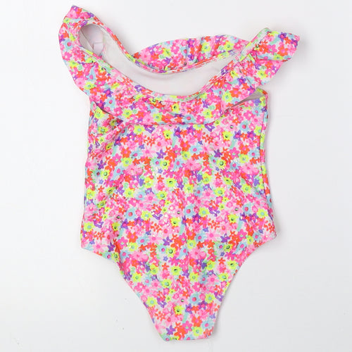 Primark Girls Multicoloured Floral Polyester Leotard One-Piece Size 3-4 Years Pullover - Swim Wear
