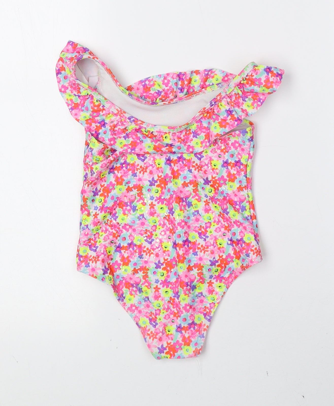 Primark Girls Multicoloured Floral Polyester Leotard One-Piece Size 3-4 Years Pullover - Swim Wear