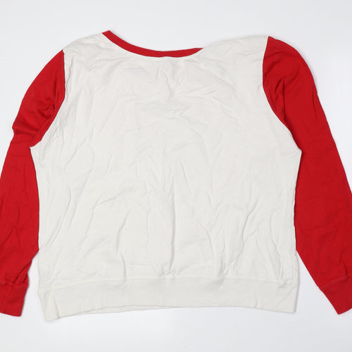 Peacocks Womens Red Geometric 100% Cotton Pullover Sweatshirt Size L Pullover - Reindeer
