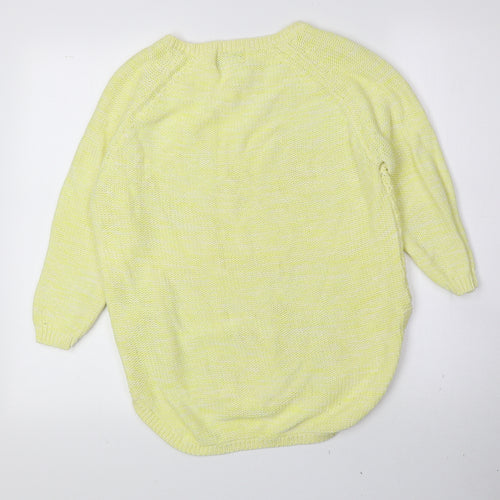Papaya Womens Yellow Boat Neck Cotton Pullover Jumper Size S