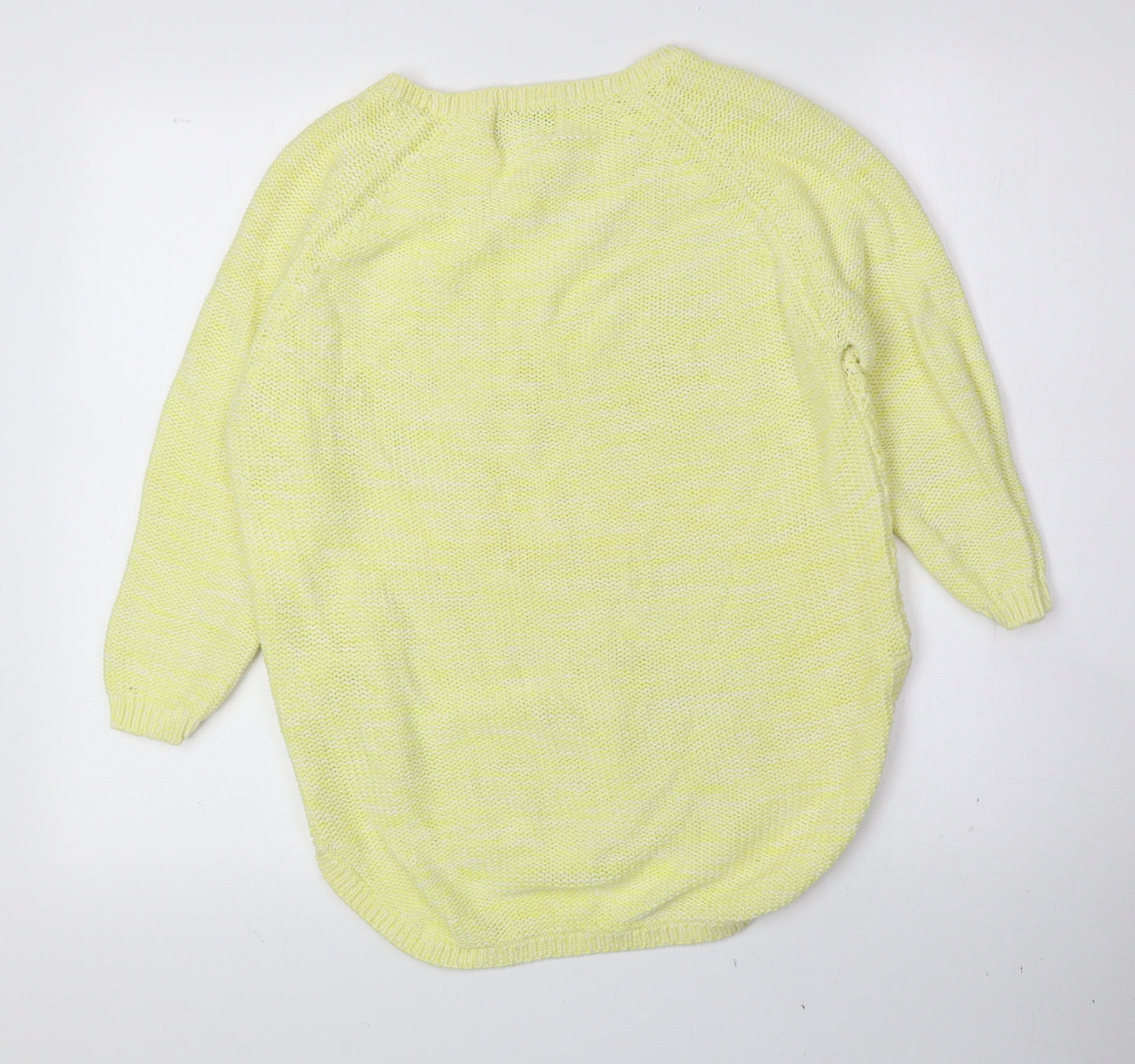 Papaya Womens Yellow Boat Neck Cotton Pullover Jumper Size S