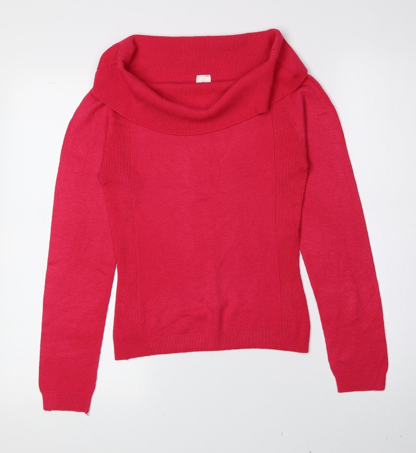 Preworn Womens Pink Cowl Neck Acrylic Pullover Jumper Size 10