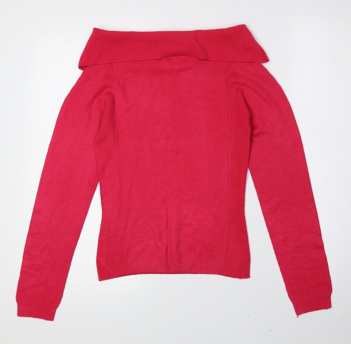 Preworn Womens Pink Cowl Neck Acrylic Pullover Jumper Size 10