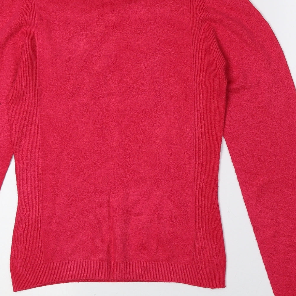 Preworn Womens Pink Cowl Neck Acrylic Pullover Jumper Size 10
