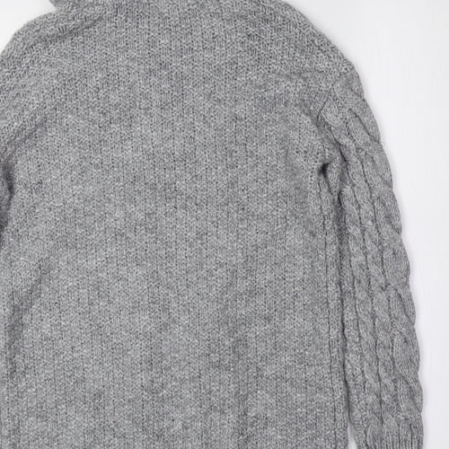 Heritage Mens Grey Crew Neck Acrylic Pullover Jumper Size S