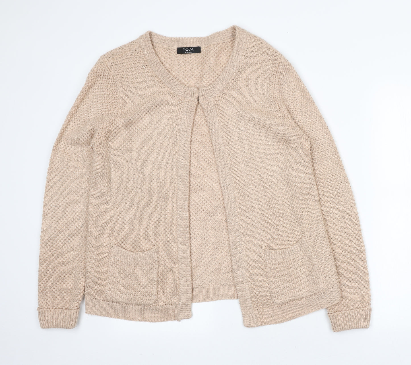 George Womens Beige Round Neck Polyester Cardigan Jumper Size 18