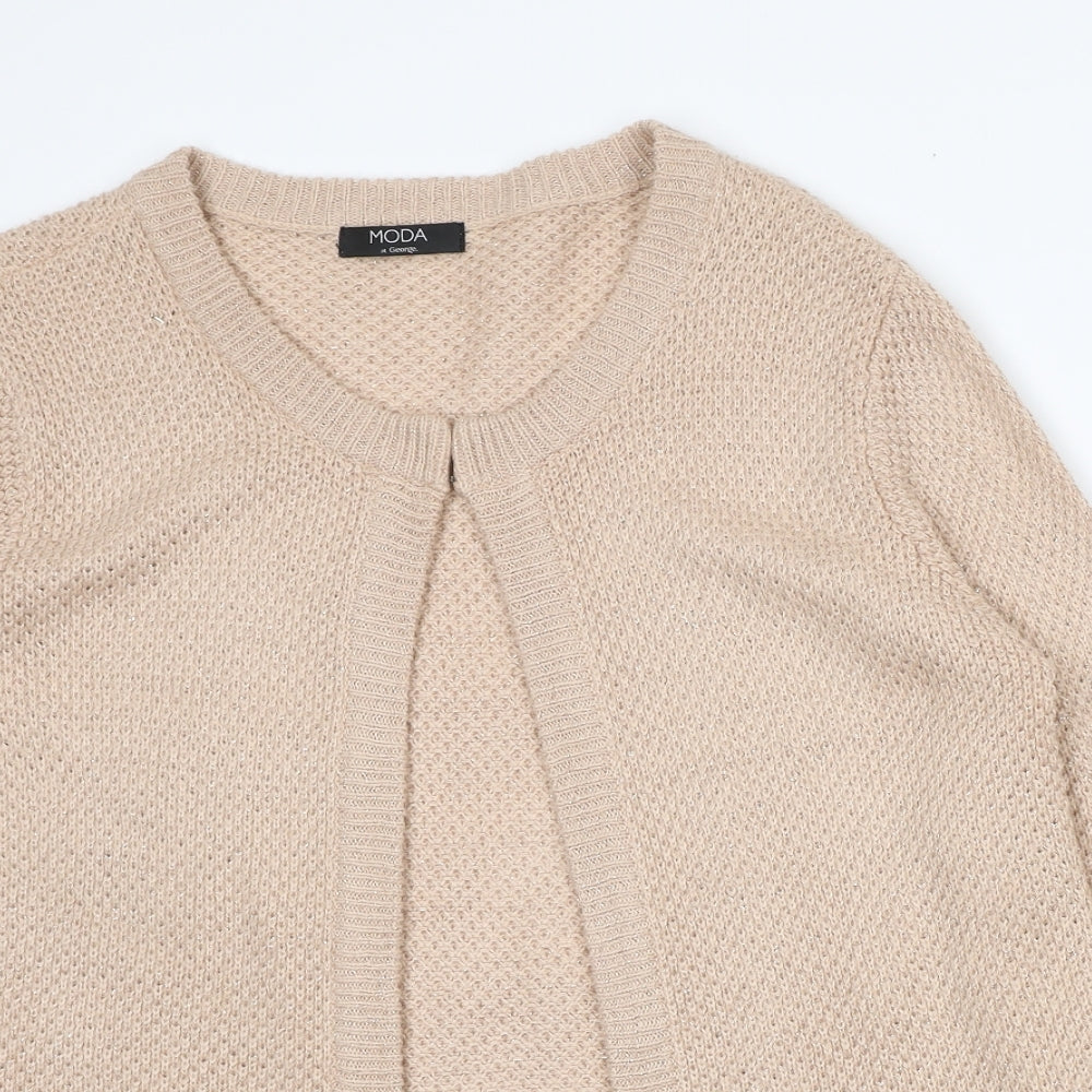 George Womens Beige Round Neck Polyester Cardigan Jumper Size 18