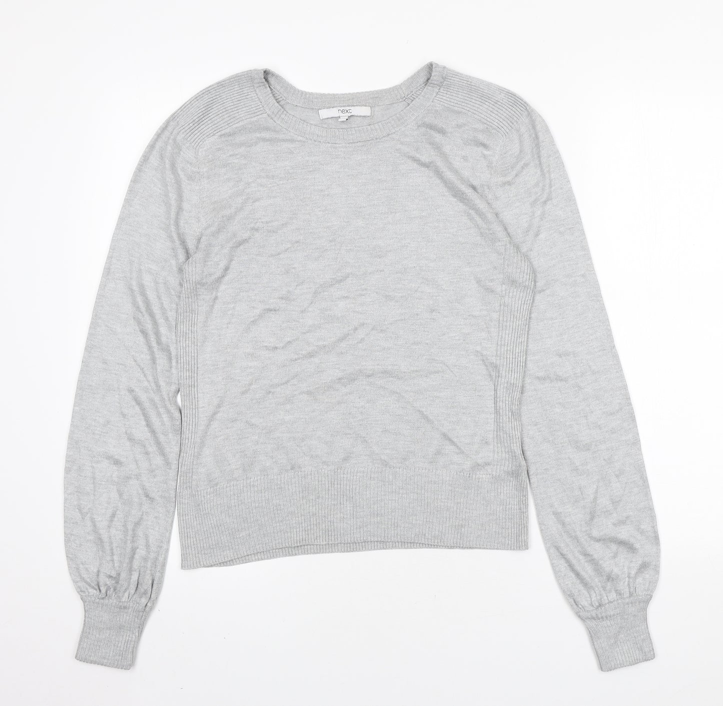 NEXT Womens Grey Round Neck Polyester Pullover Jumper Size 10 - Bell Sleeve