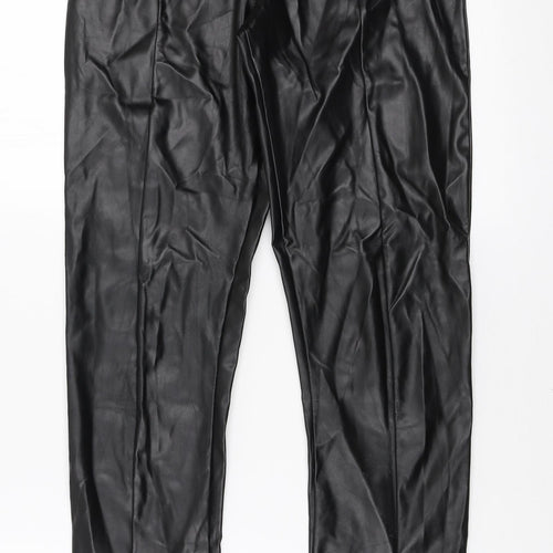 PRETTYLITTLETHING Womens Black Polyethylene Trousers Size 6 L31 in Regular