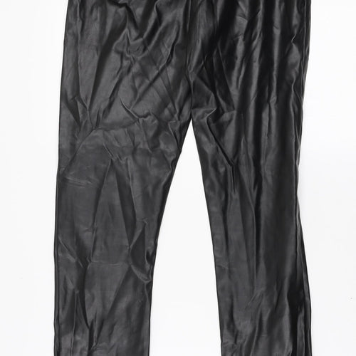 PRETTYLITTLETHING Womens Black Polyethylene Trousers Size 6 L31 in Regular