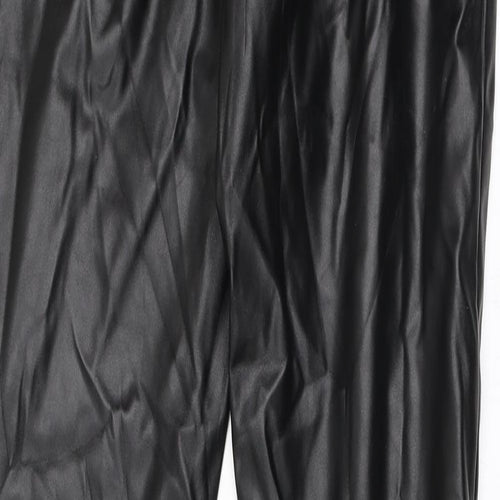 PRETTYLITTLETHING Womens Black Polyethylene Trousers Size 6 L31 in Regular