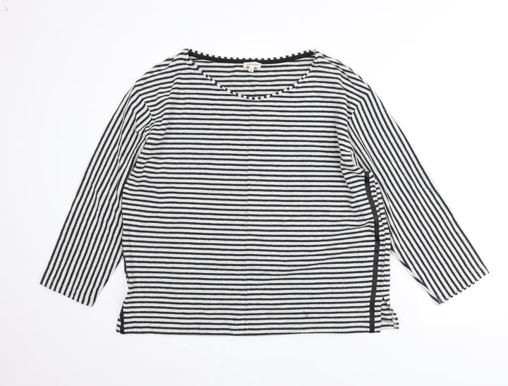 River Island Womens Ivory Round Neck Striped Cotton Pullover Jumper Size 16